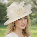 Preorder: Elegant Sinamay Floral Dress Hat with Rhinestone