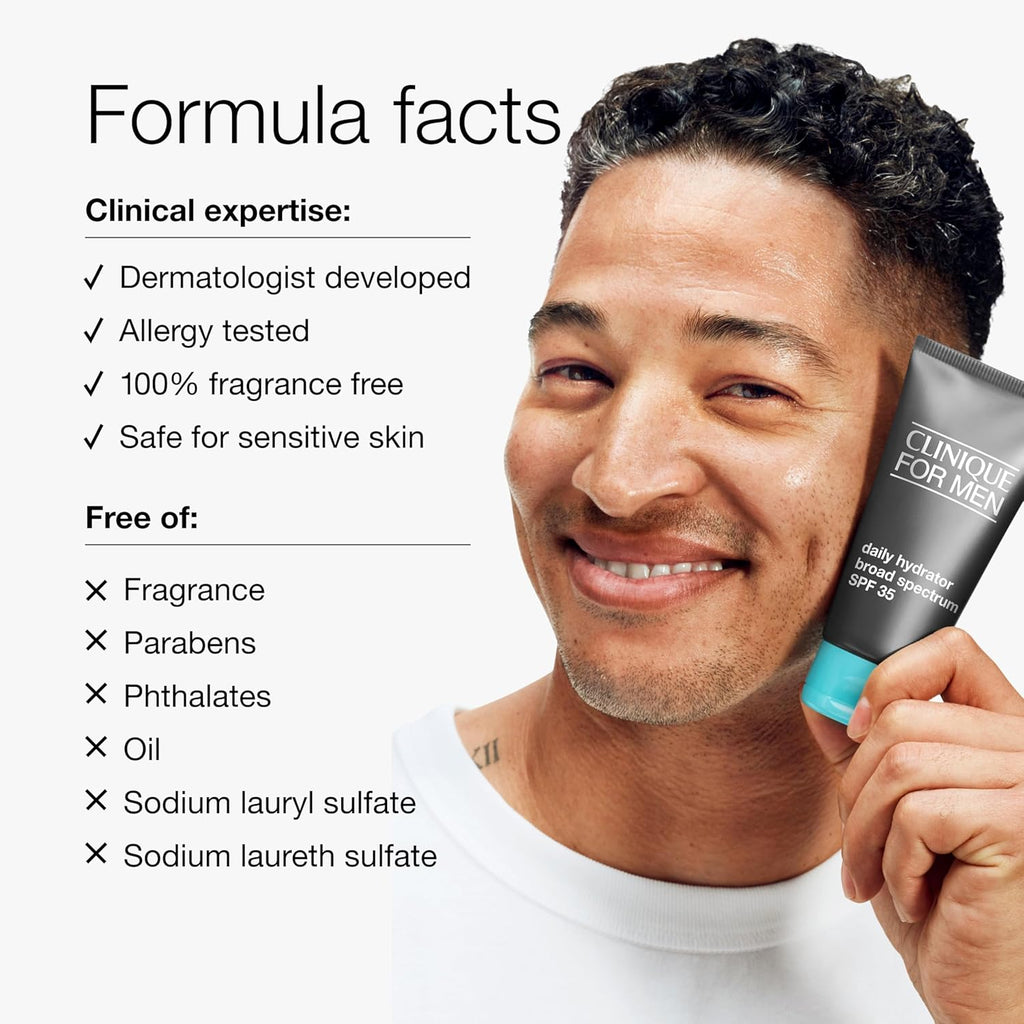 Clinique For Men Daily Hydrator Broad Spectrum SPF 35 Face Moisturizer | Oil Free Face Lotion With SPF | Hydrating + Protecting | Skin Care for Men, 2.5 Fl Oz - Colores Coastal Woods by Colores Enterprises