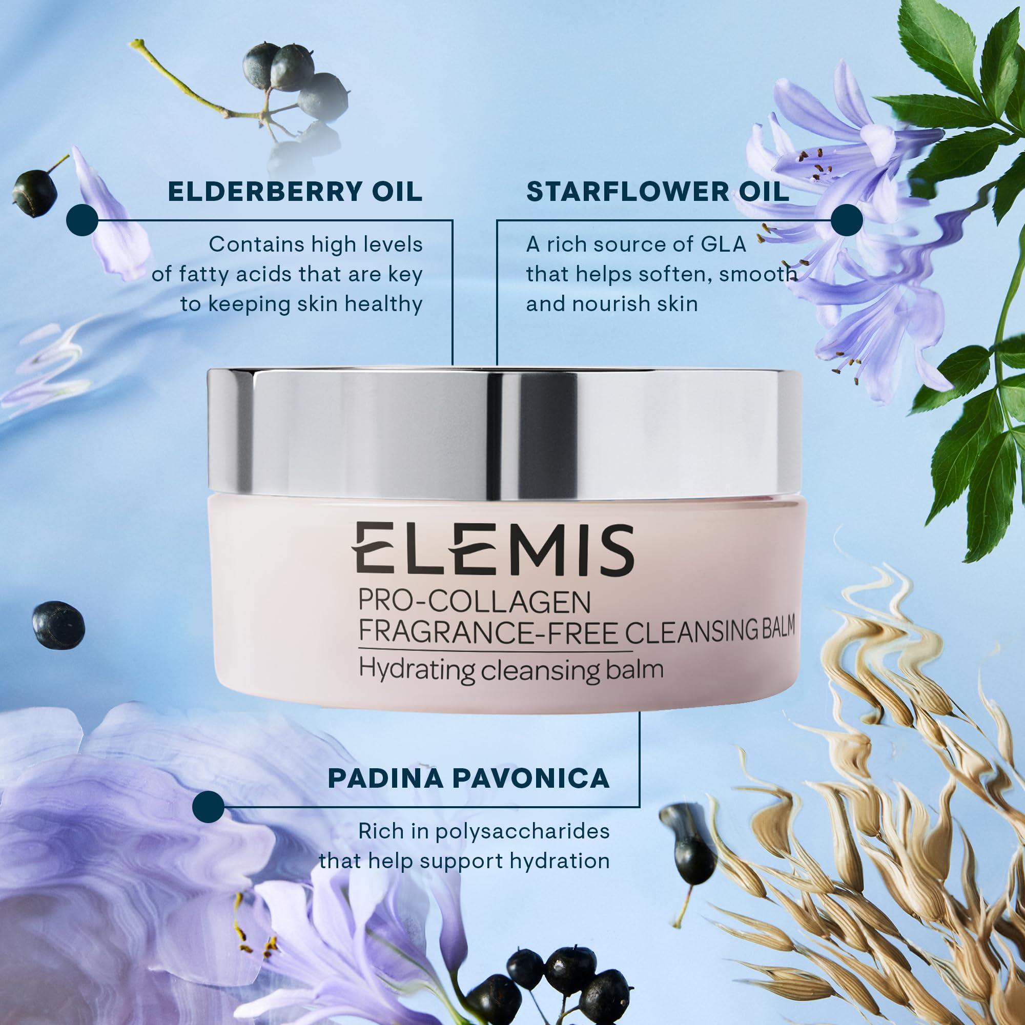 ELEMIS Pro - Collagen Cleansing Balm Makeup Remover, Hydrating Facial Cleanser, Oil Cleanser, Oil Makeup Remover, Deep Cleanse - Colores Coastal Woods by Colores Enterprises