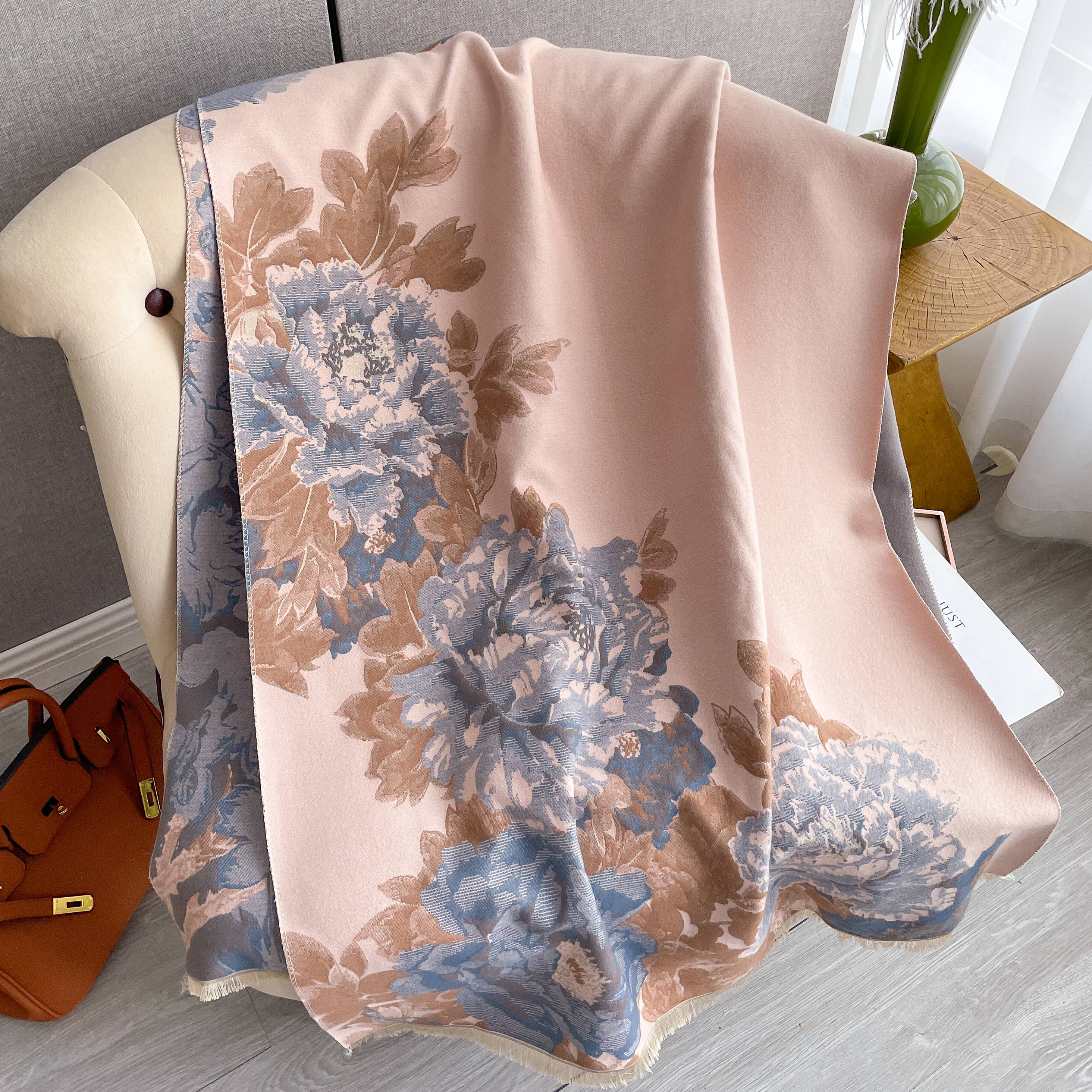 Pink / Blue Bloom Reversible Wrap
