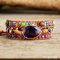 Natural Amethyst & Lepidolite Wrap Bracelet - Colores Coastal Woods by Colores Enterprises
