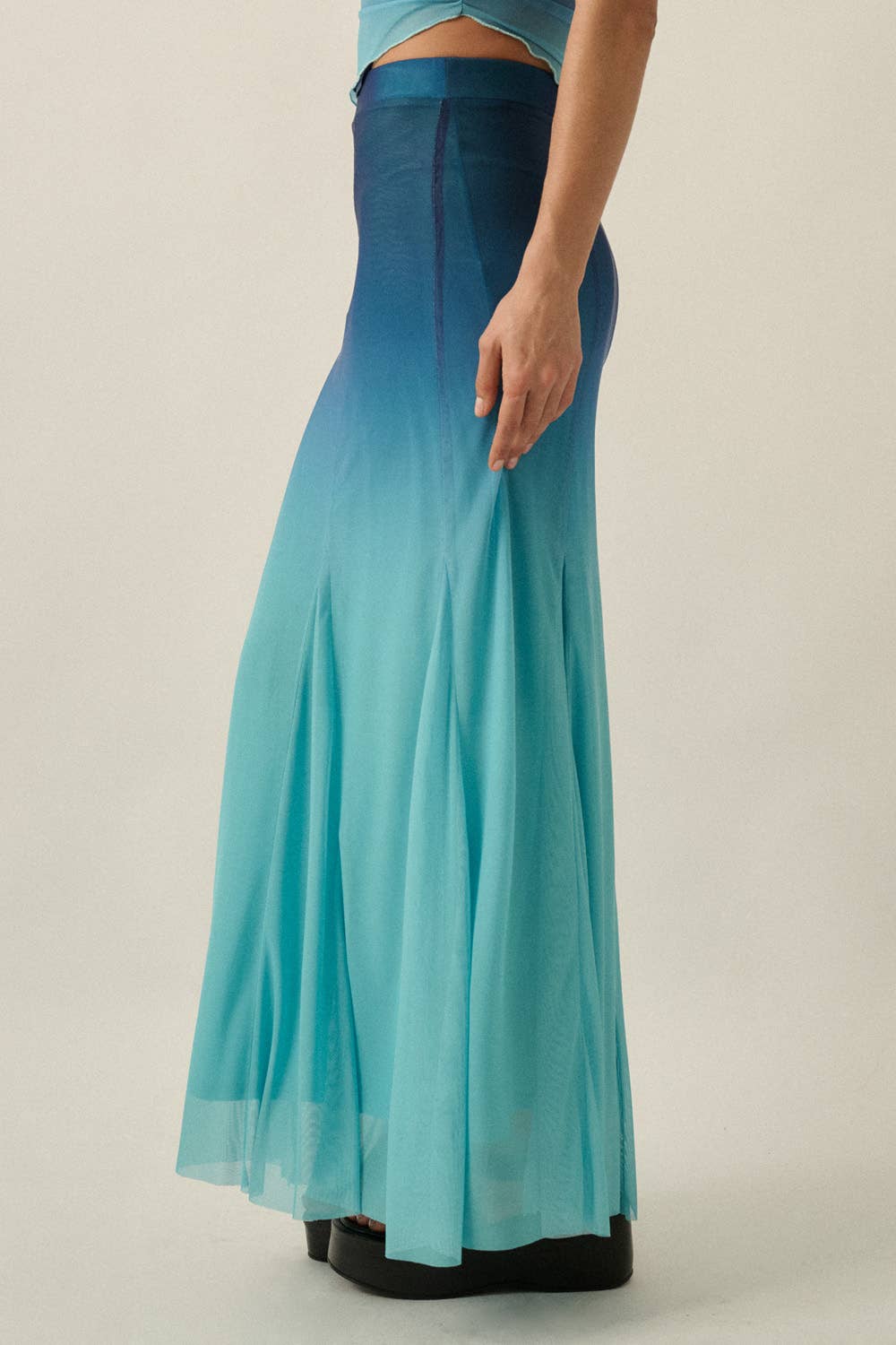 Ombre Mesh Fit - and - Flare Godet Maxi Skirt - Colores Coastal Woods by Colores Enterprises