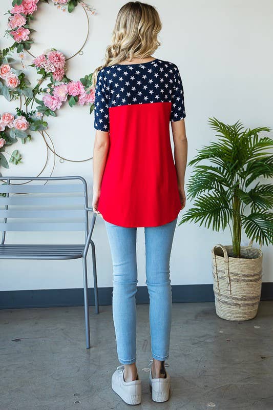 Preorder: STAR PRINT CONTRAST TOP LACE POCKET - Colores Coastal Woods by Colores Enterprises