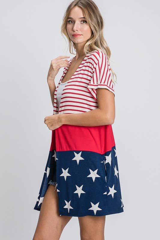Preorder: STRIPE AND STAR OPEN CARDIGAN - Colores Coastal Woods by Colores Enterprises