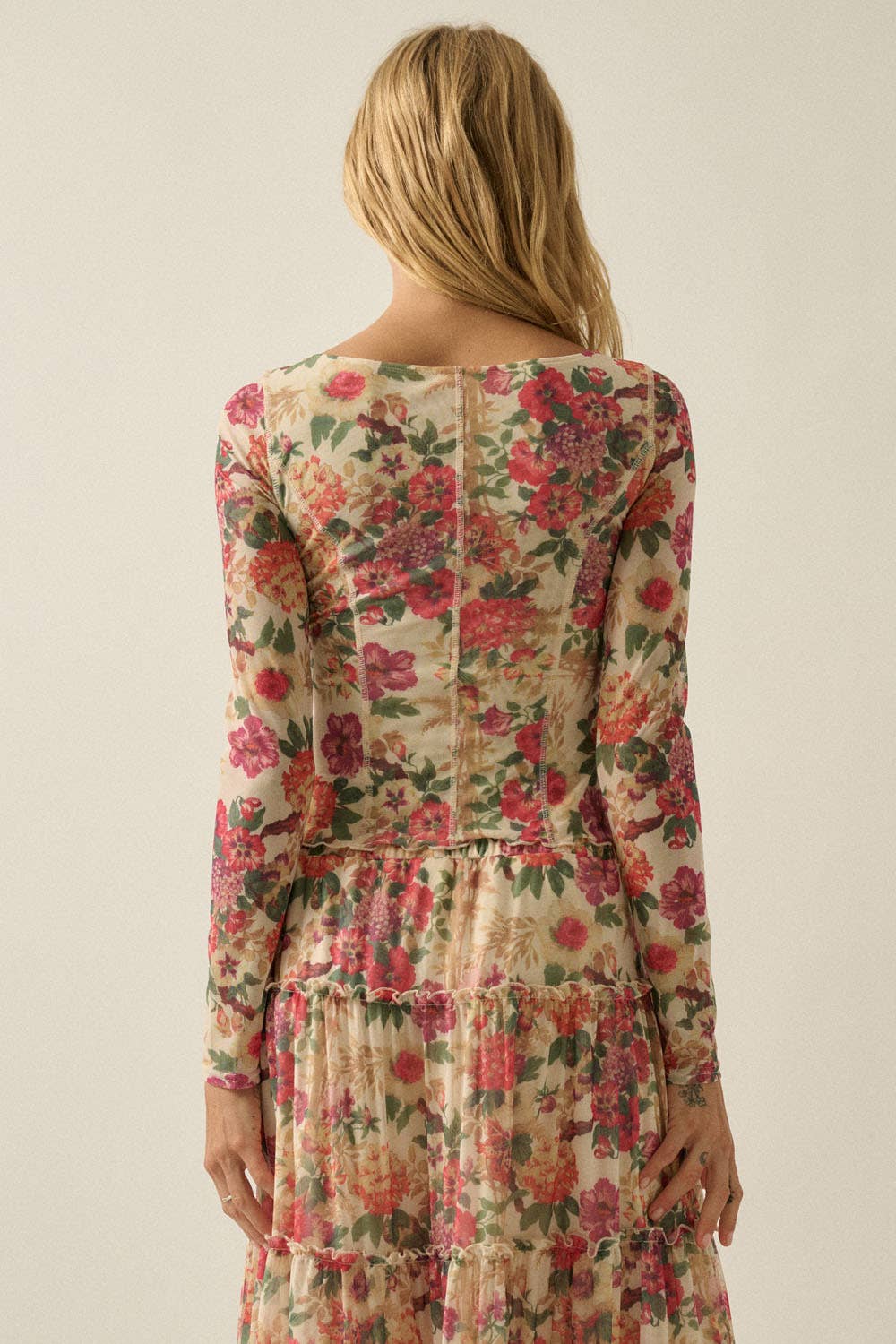 Promesa Floral Mesh Long Sleeve Top - Colores Coastal Woods by Colores Enterprises