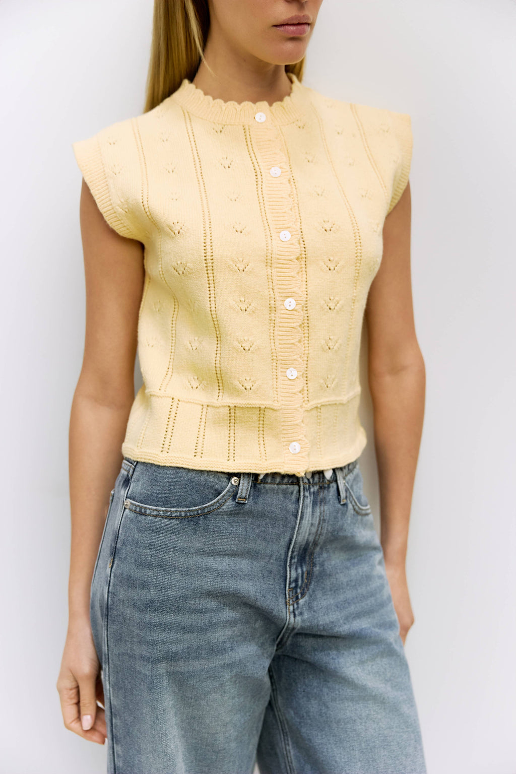The Linda Vest | Pointelle Sweater Vest - Colores Coastal Woods by Colores Enterprises